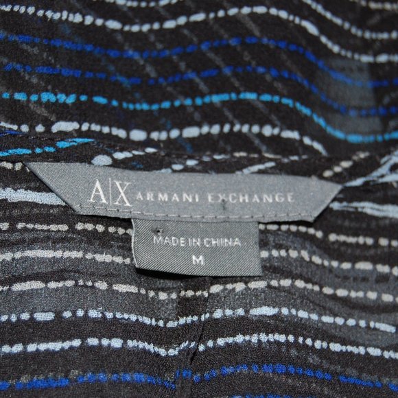 Armani Exchange Sheer Silk Black Striped Blouse M - Picture 6 of 8